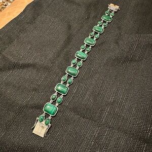 Malachite multi stone 8” tennis bracelet in 925 silver